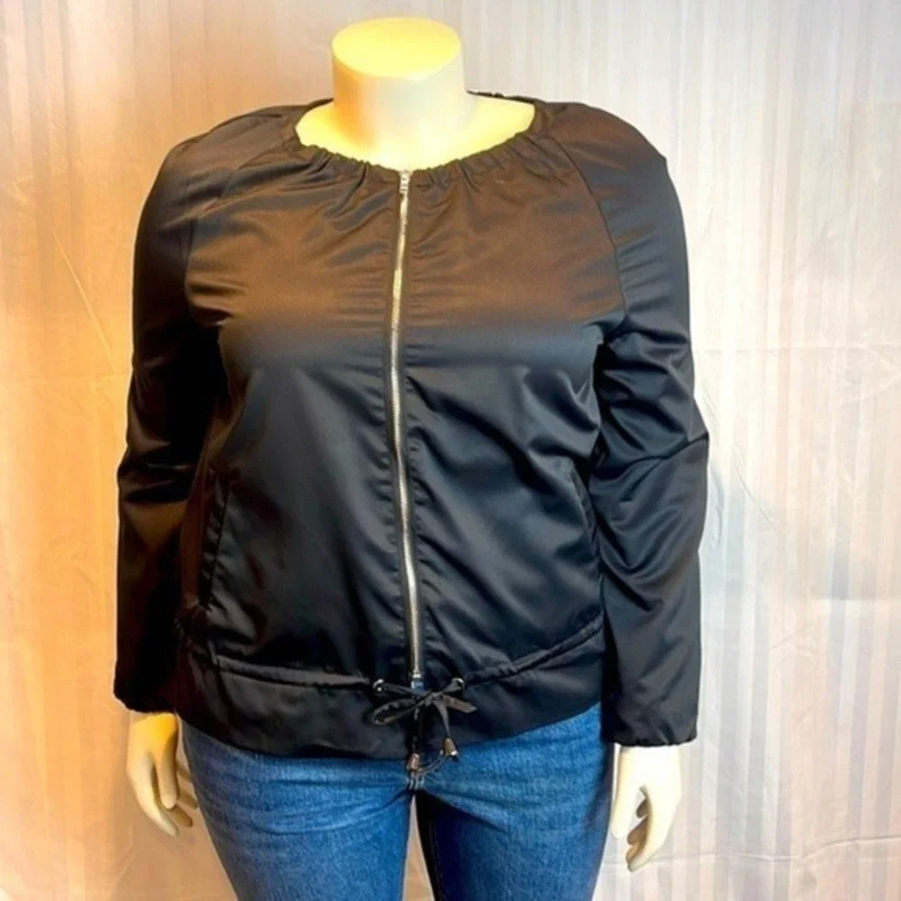 Meaneor Black‎ lightweight Water Resistant Zip Front Jacket Size XL